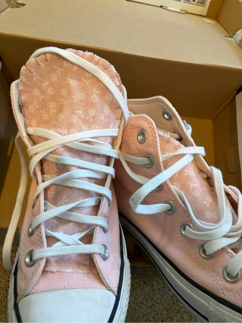 Converse Pink Floral High Top Kids Sneakers